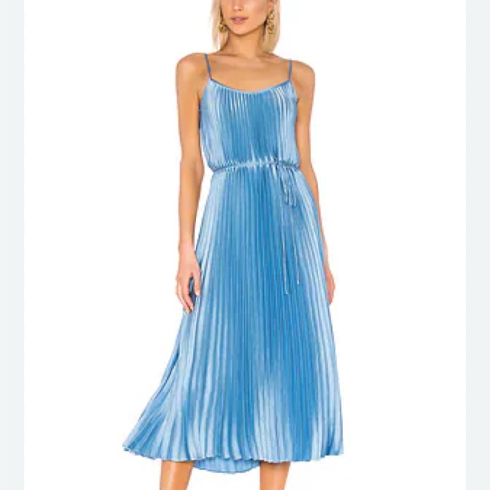 Vince Sky Blue Pleated Midi Dress